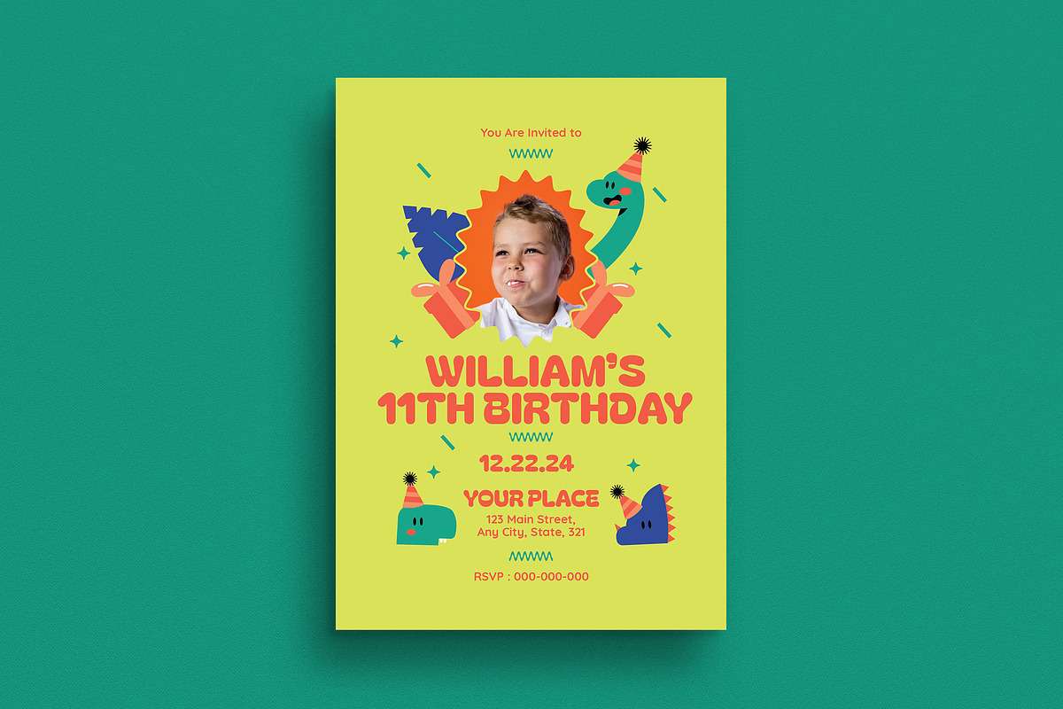 Dino Kids Birthday Invitation