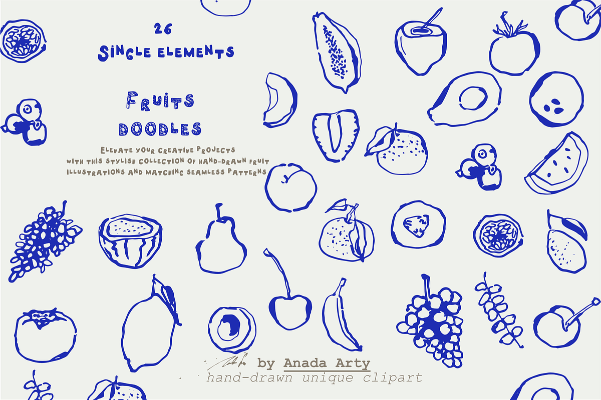 Hand drawn fruits collection, a Food Illustration by Anada Arty (Photo 3 of 19)