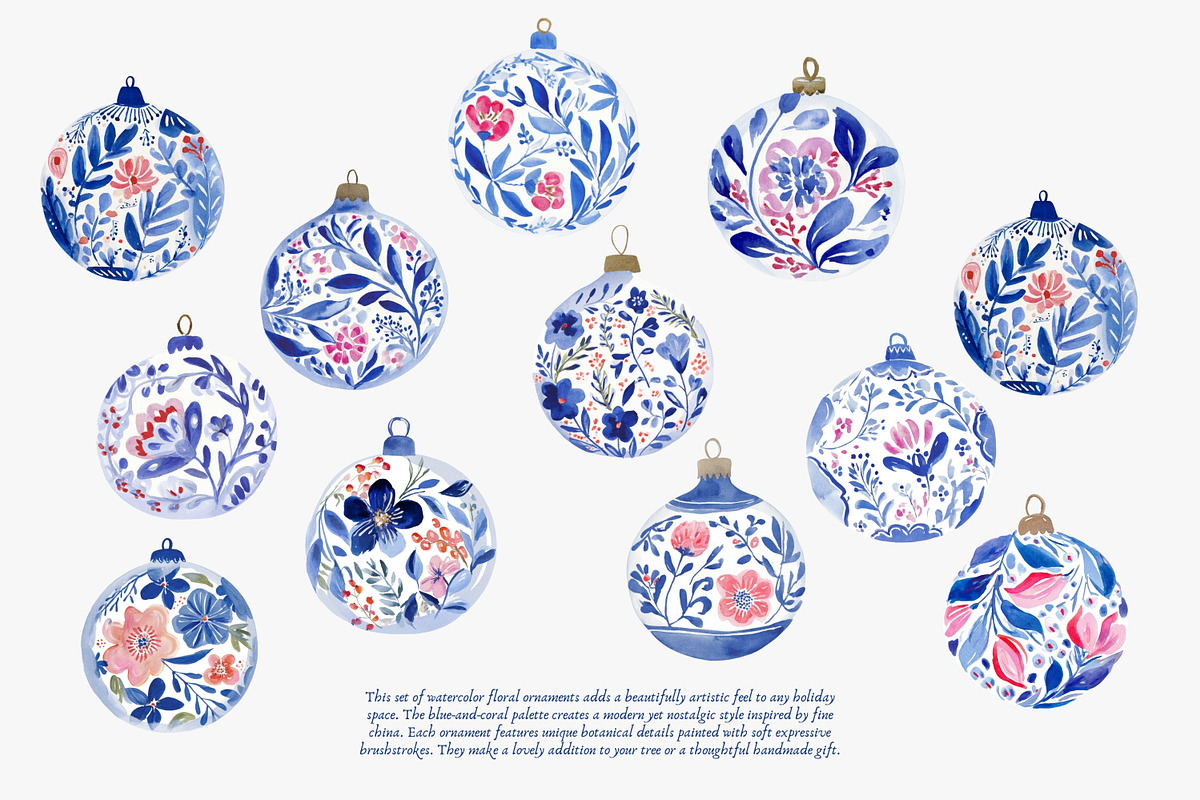 Blue Garden Baubles Clipart set, a Decorative Illustration by Patishop Art (Photo 2 of 4)