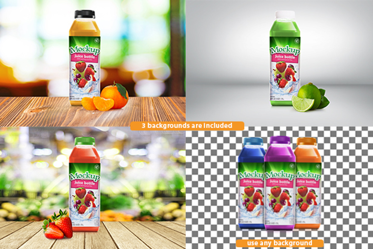 Juice Bottle Mockup, a Packaging Mockup by Plus Media (Photo 4 of 5)