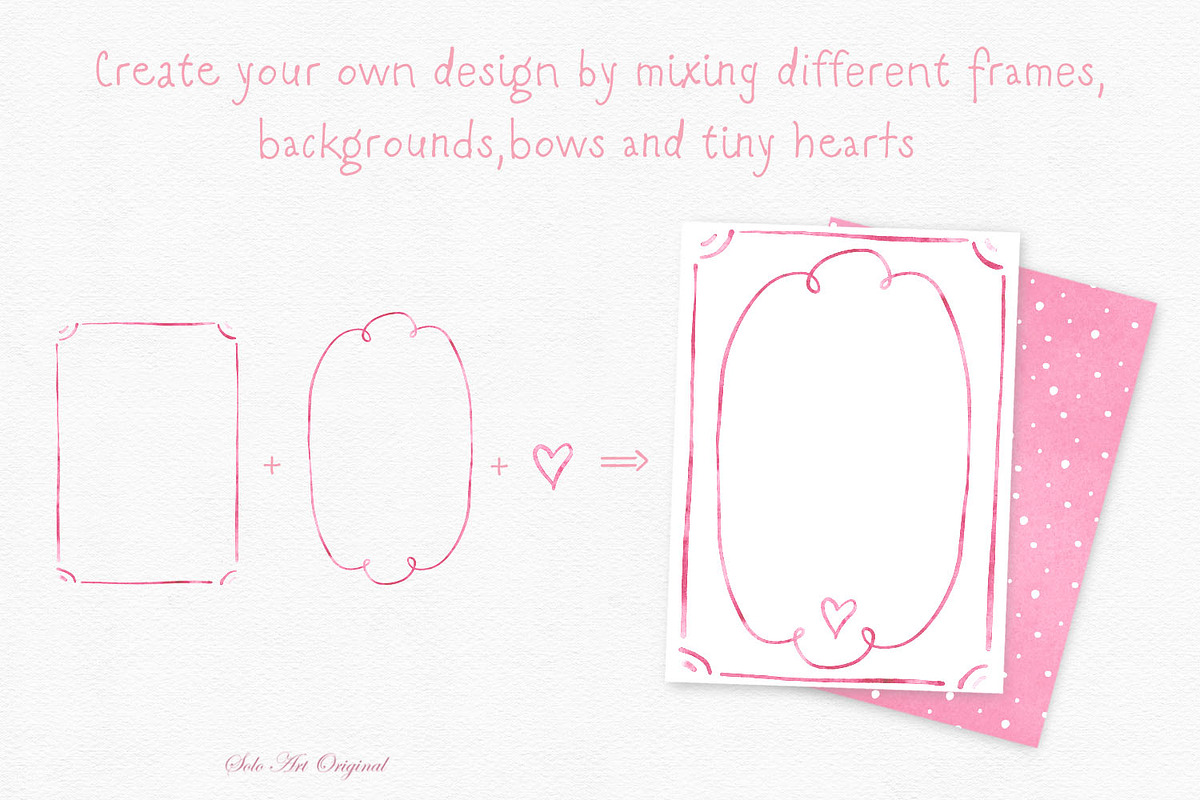 Pink Watercolor Hand-Drawn Frames, an Object Graphic by Solo Art Original (Photo 7 of 14)