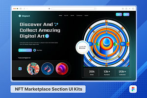 Digiart Nft Marketplace Hero Header, an UI Kit Template by SquidPixey