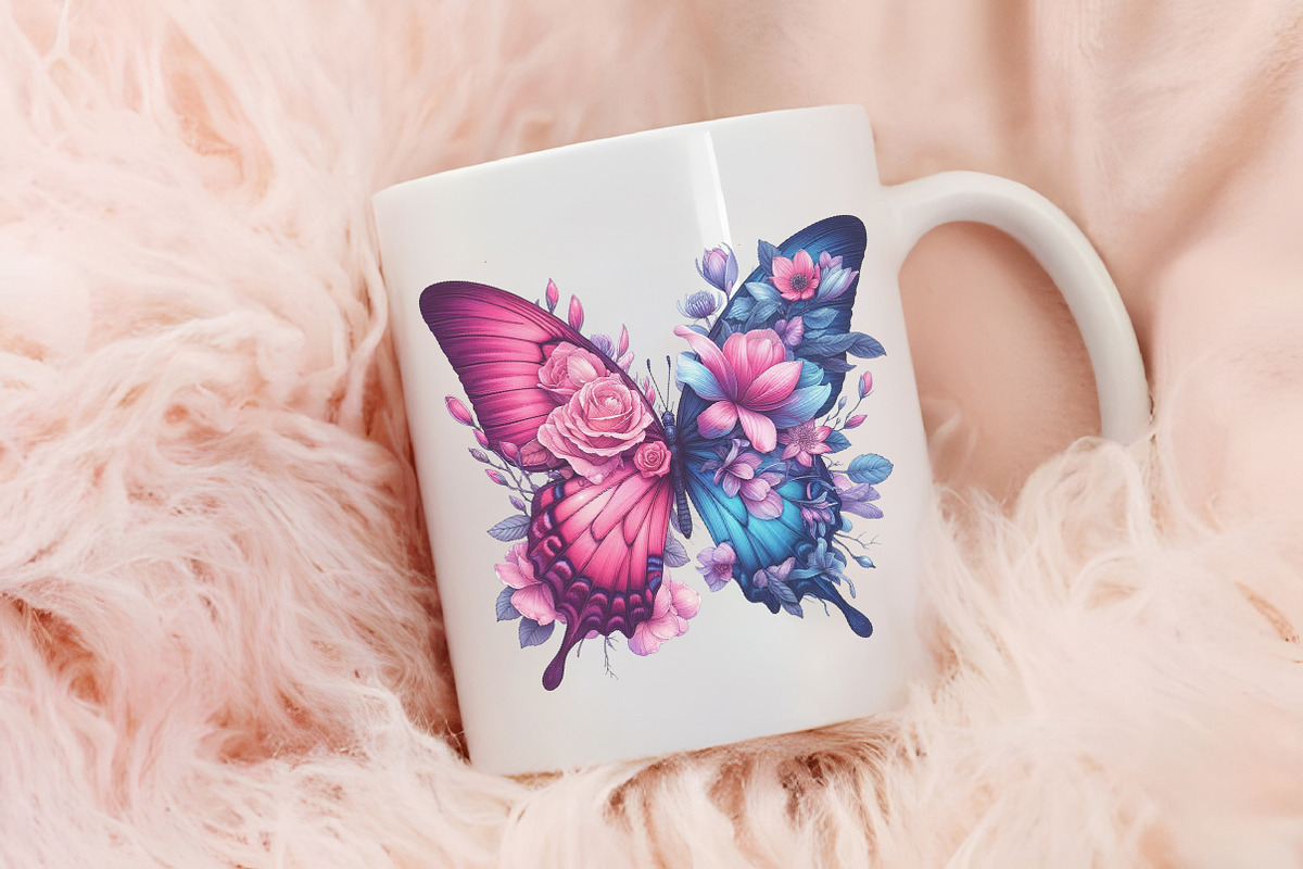 Butterfly Flowers Sublimation Clipar, an Illustration by RobertsArt (Photo 5 of 7)