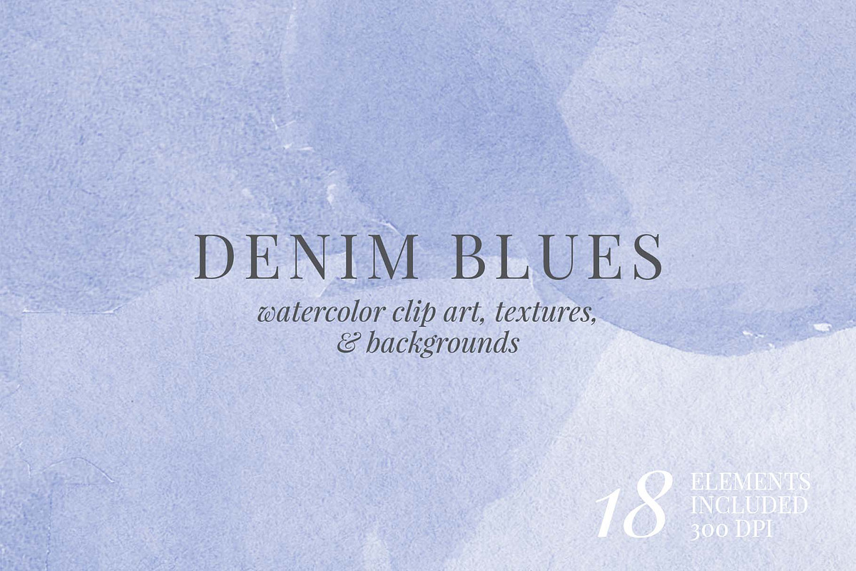 Denim Blue Abstract Watercolor Set, a Texture Graphic by Chelsea Bromley (Photo 1 of 4)