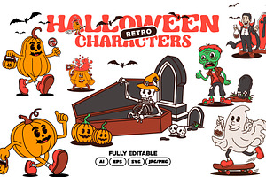 Halloween Retro Characters