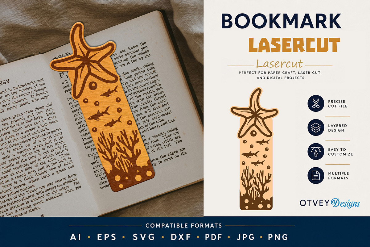 Sea Animals Bookmark lasercut, an Animal Illustration by OTVEY DESIGN (Photo 12 of 13)