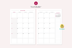 2025 Monthly Printable Planners