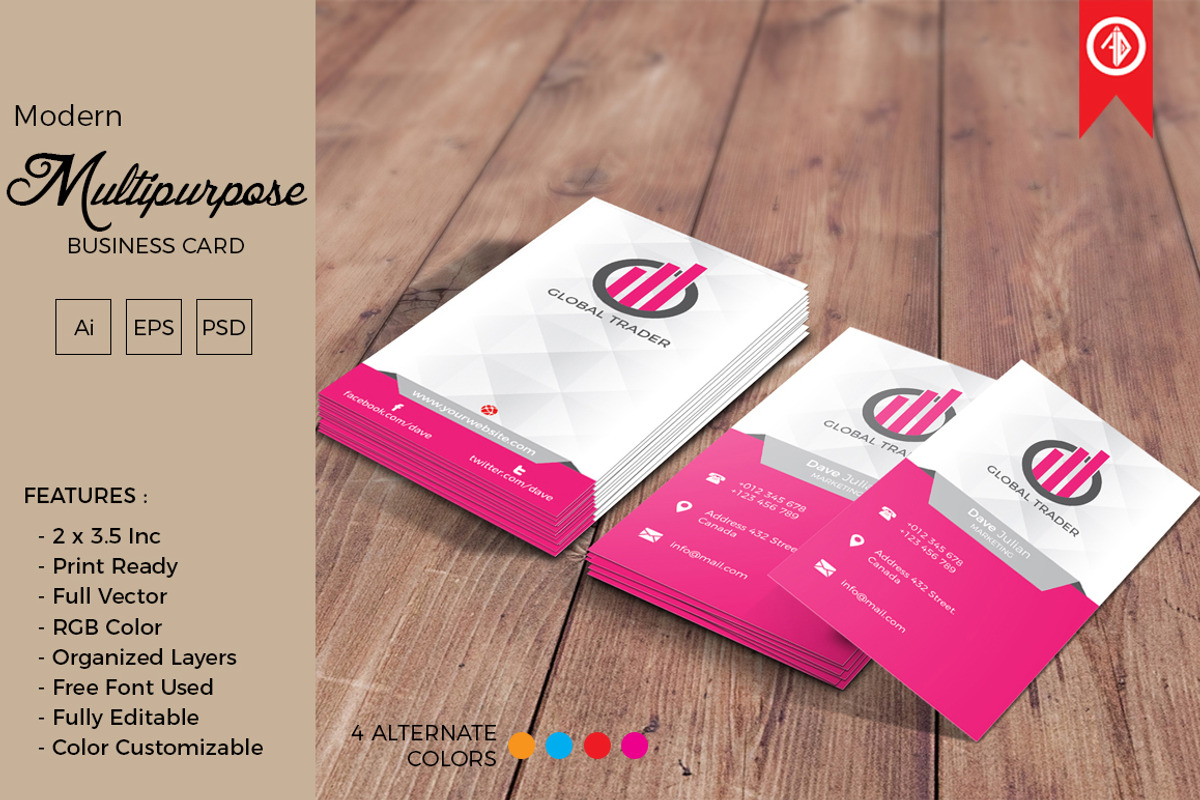 Modern Multipurpose Business Card, a Business Card Template by Artha Desain