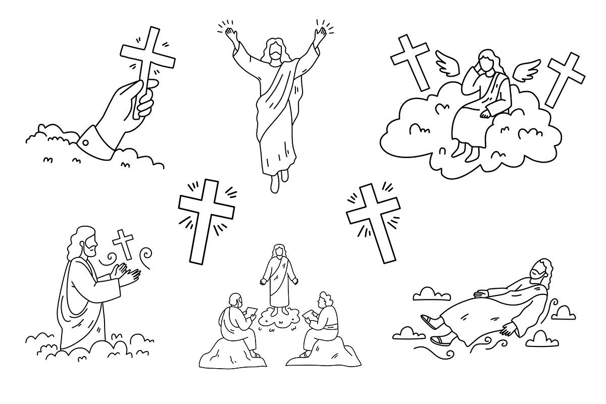 ascension day hand drawn set, a Person Illustration by foxndeer (Photo 3 of 4)