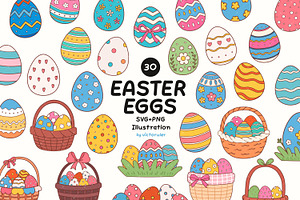 Cute Easter Egg Clipart Set, a Seasonal Illustration by Victoruler