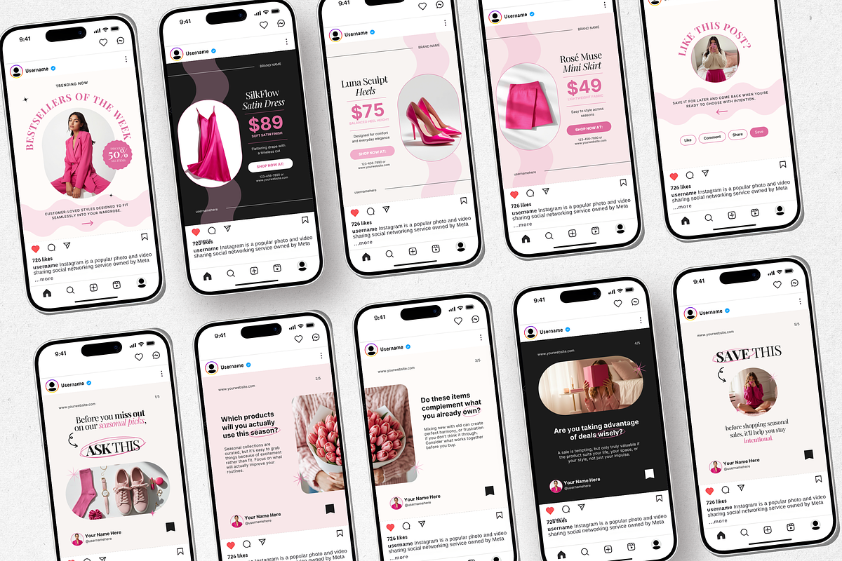 Ecommerce Carousel Instagram Posts, a Social Media Template by DigiPax (Photo 6 of 10)