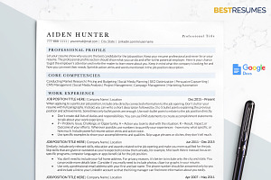 Modern Resume Template ATS GoogleDoc