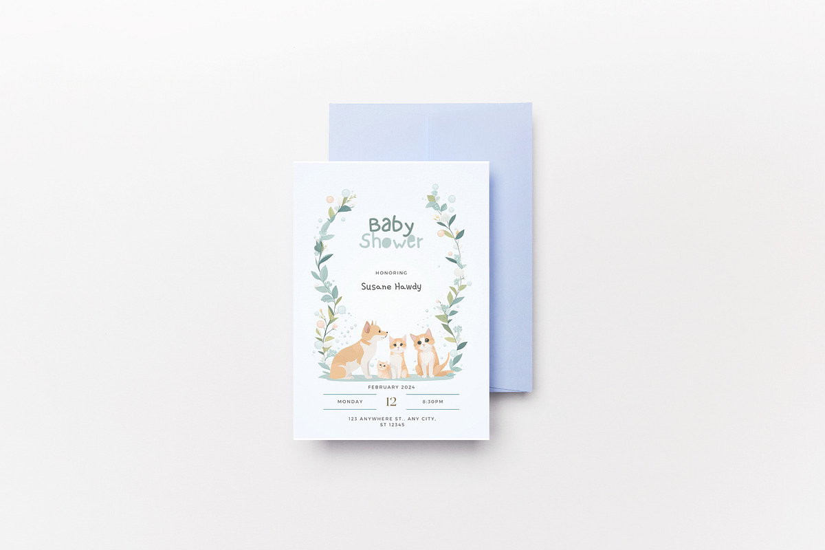 2 Canva Baby Shower Invitation, a Card Template by The Dark Matter Art (Photo 3 of 7)