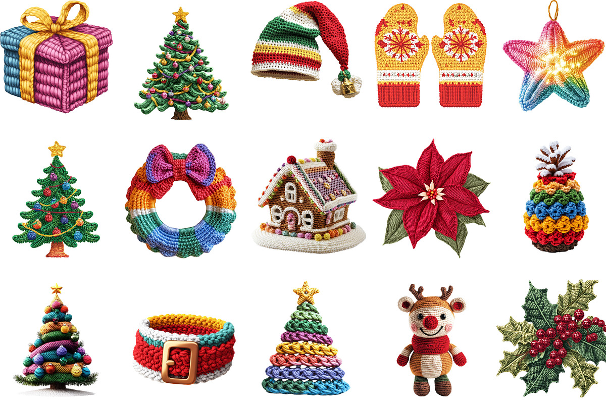 Yarn Crochet Christmas Clipart, an Illustration by designcity5 (Photo 3 of 5)