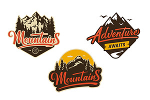 6 Mountain Vintage Badges