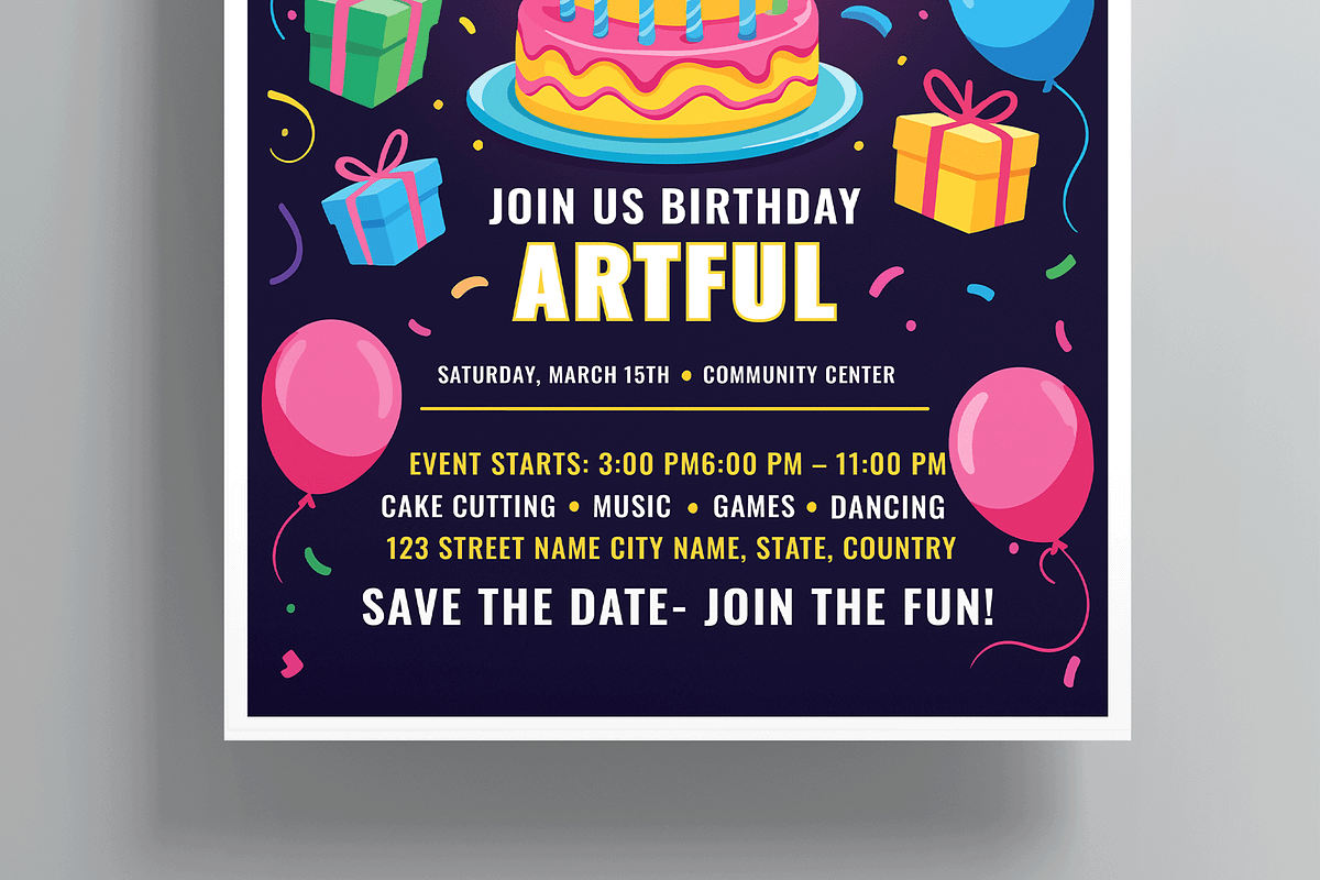 Birthday Celebration Flyer Design, a Flyer Template by MightyDesign (Photo 3 of 8)