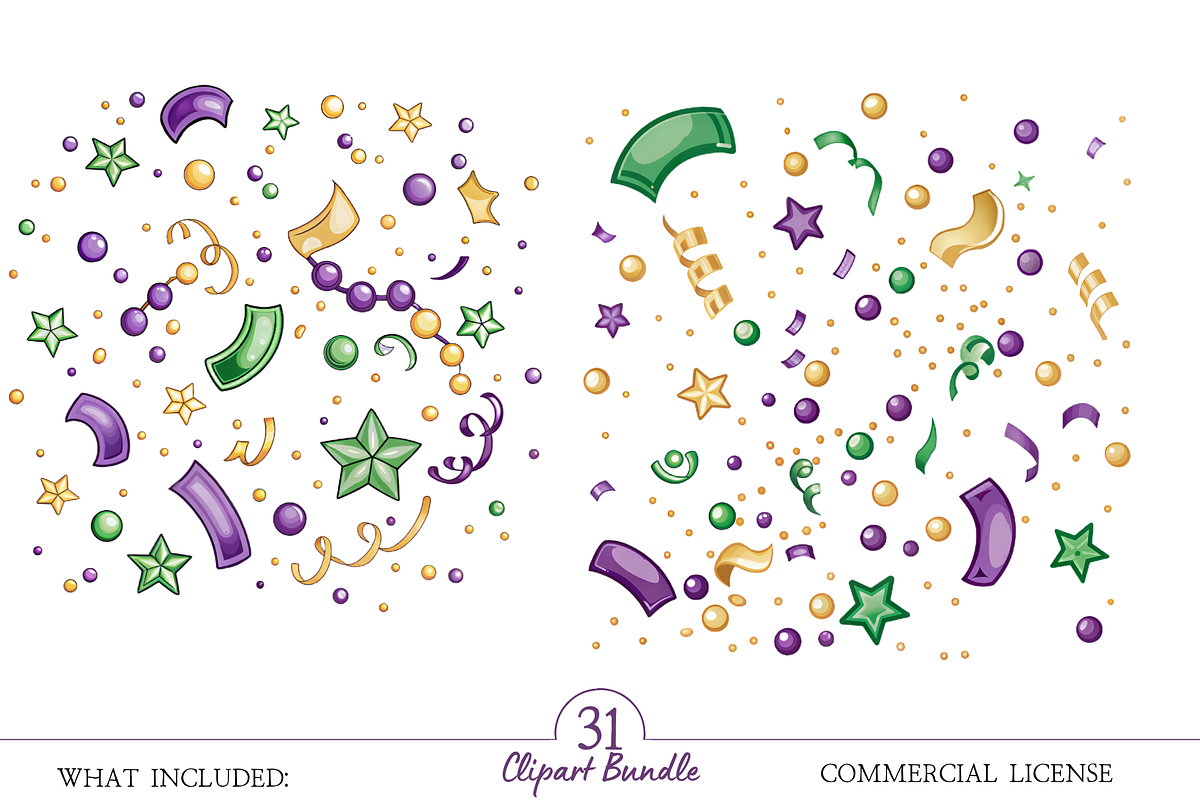 Watercolor Mardi Gras Clipart Bundle, an Illustration by MockupWizard (Photo 3 of 4)