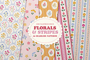 Florals & Stripes Vintage Patterns, a Pattern Graphic by Cozy pattern shop (Thumbnail 1 of 11)