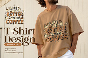 Coffee Typography T-shirt Design PNG, an Illustration by zahidhossainalif