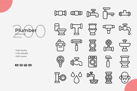Plumber Outline Icons, an Outline Icon by Bloodline