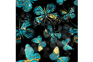 A set of beautiful blue and gold, an Animal Illustration by Nenahliadava Design