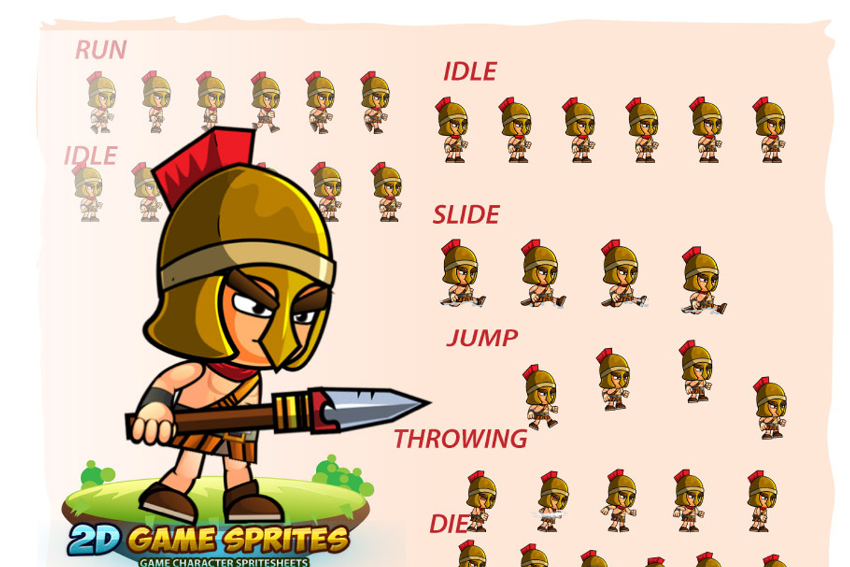 Spartan 2D Game Character Sprites, an Illustration by DionArtworks (Photo 2 of 3)