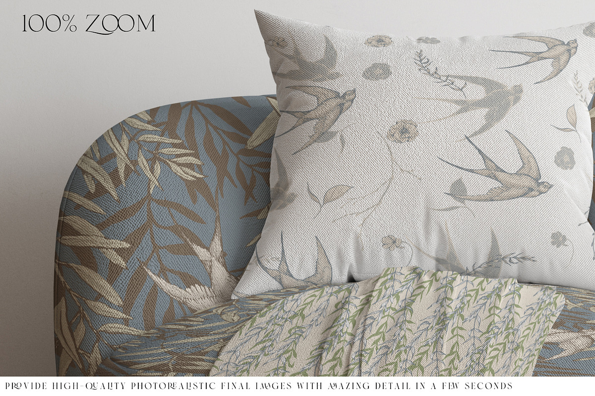 Armchair Upholstery Pillow & Blanket, a Product Mockup by mock-ups (Photo 7 of 10)