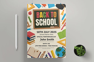 Back To School Poster Flyer Template, a Flyer Template by MightyDesign