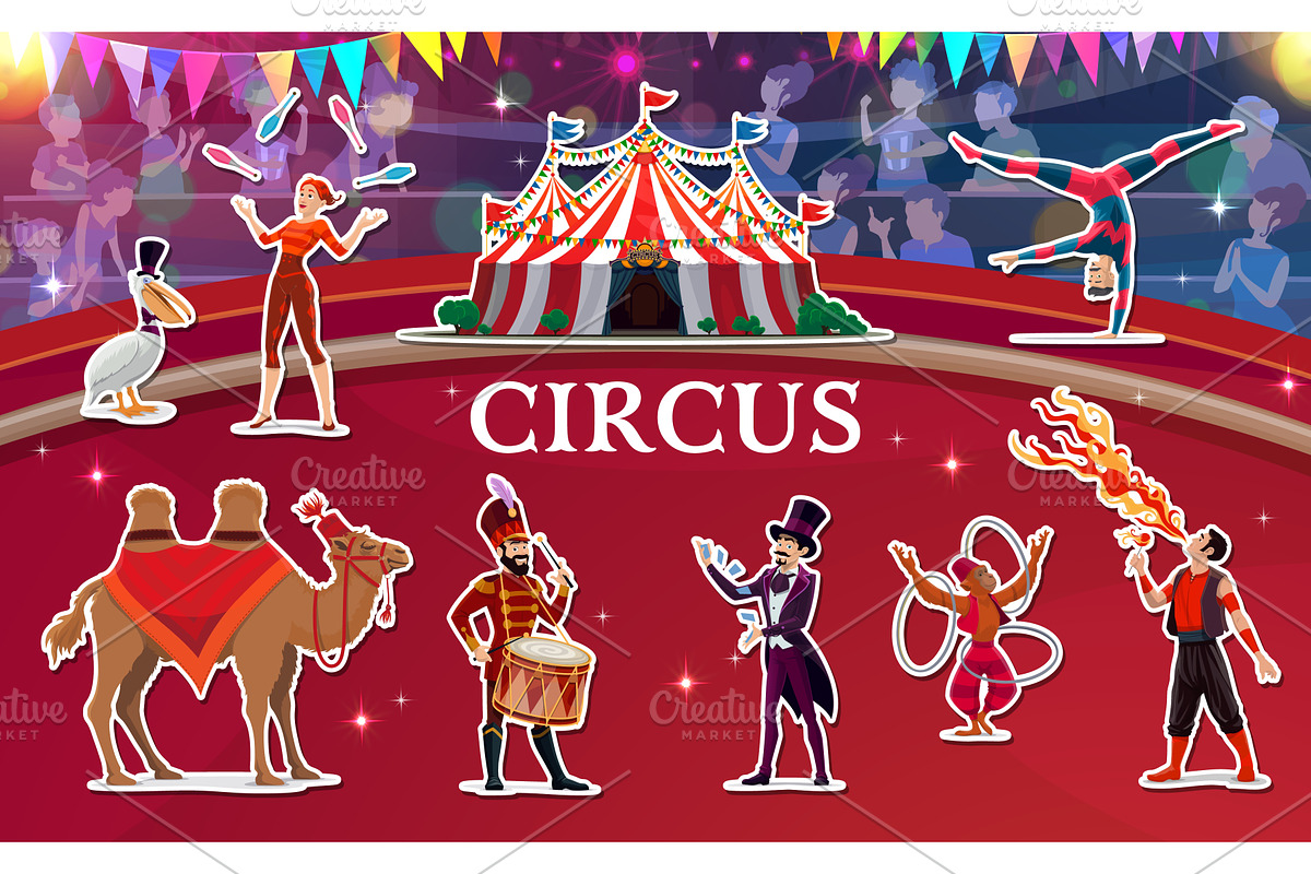 Circus performer characters, an Education Illustration by Vector Tradition