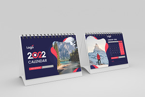 Desk Calendar 2022 With Red & Dark