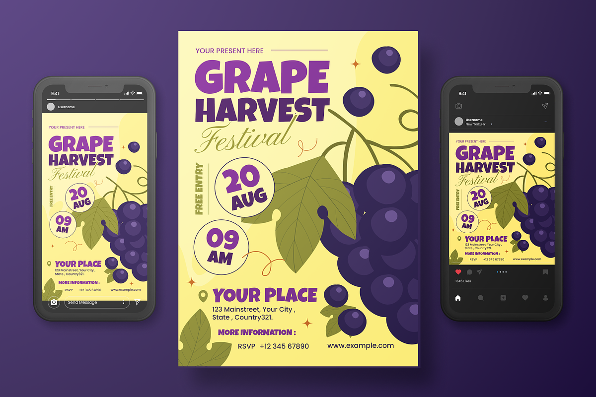 Grape Harvest Flyer Set, a Flyer Template by Annora Studio (Photo 3 of 6)