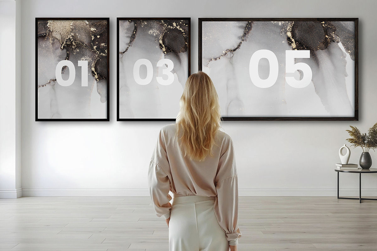 5 Canvas & Frames Mockup in Room PSD, an Advertising Mockup by PixelsDesign (Photo 5 of 5)