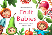 Fruit Babies - Clipart Set, an Education Illustration by Mashamashastu (Thumbnail 1 of 11)