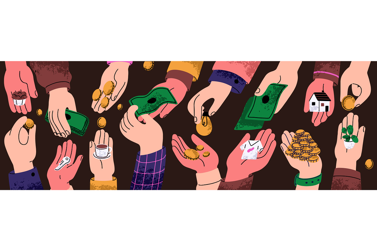 Hands with money, cashflow concept, a Finance Illustration by Good Studio