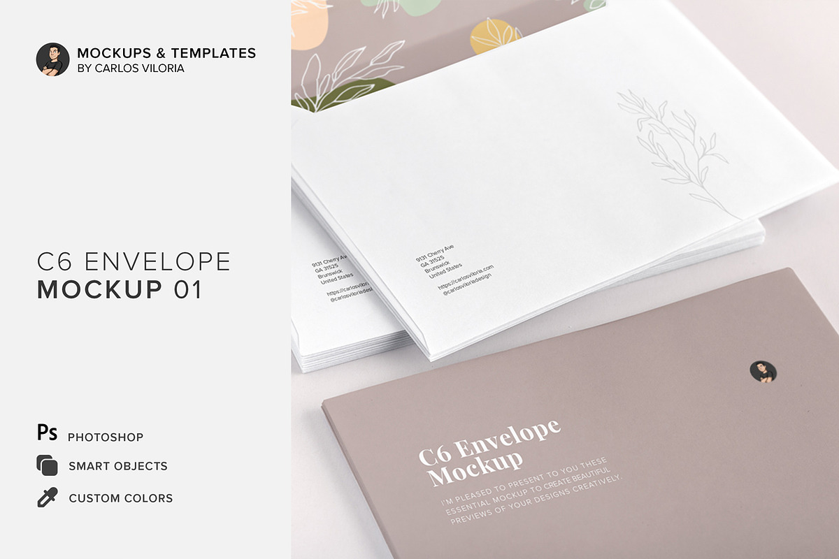 C6 Envelope Mockup 01, a Product Mockup by Mockups by Carlos Viloria (Photo 1 of 5)