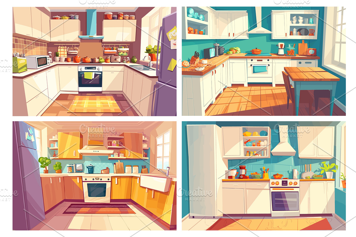 kitchens cartoon background, an Object Illustration by Stock-Smart ...