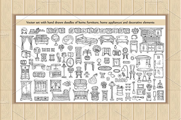 Set of hand drawn furniture doodles preview 2