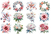 Pink White and Floral Clipart, an Illustration by Designworld (Thumbnail 2 of 5)