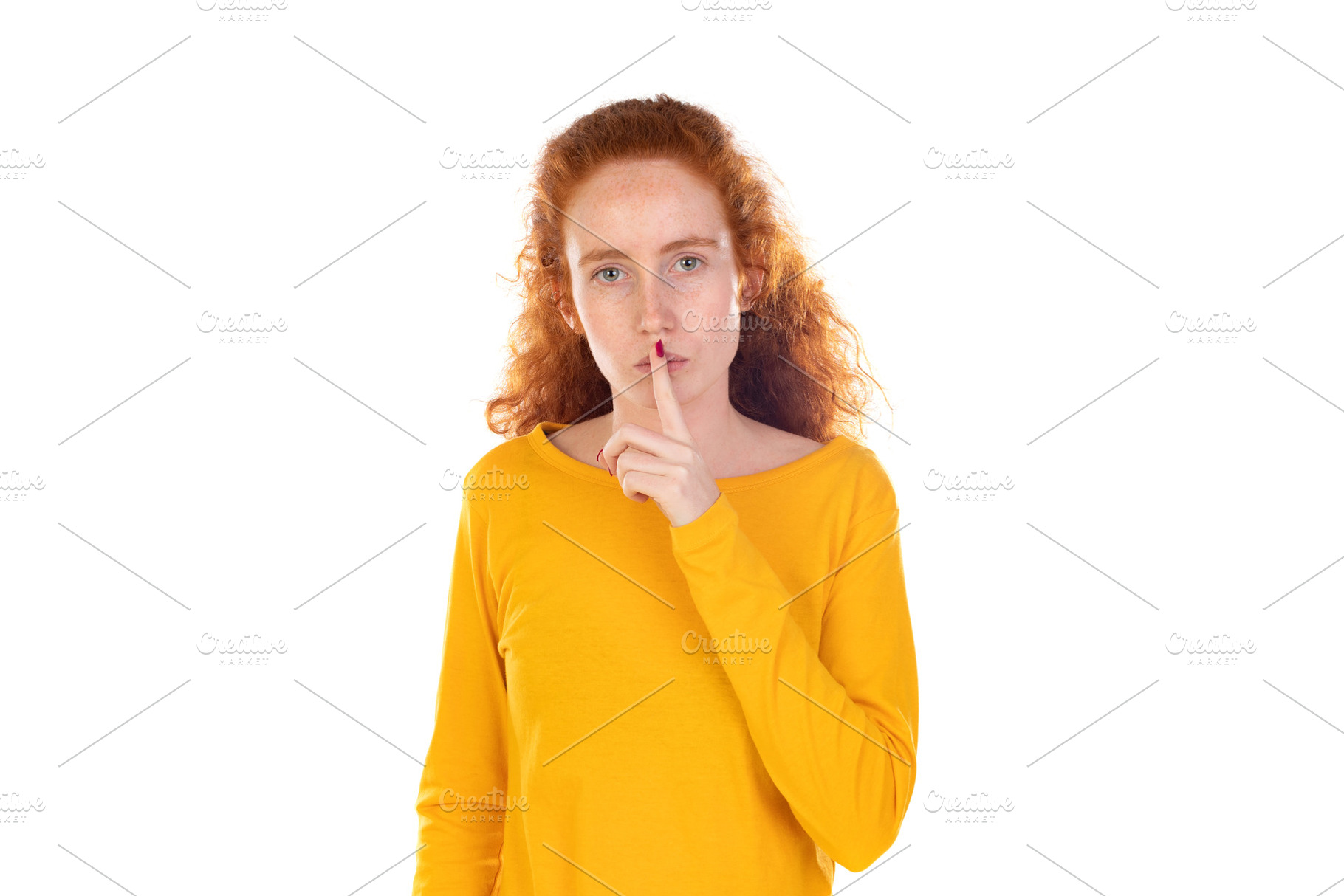 Indoor portrait of young redhead female with curly long hair loo, a Person Photo by José Manuel Gelpi