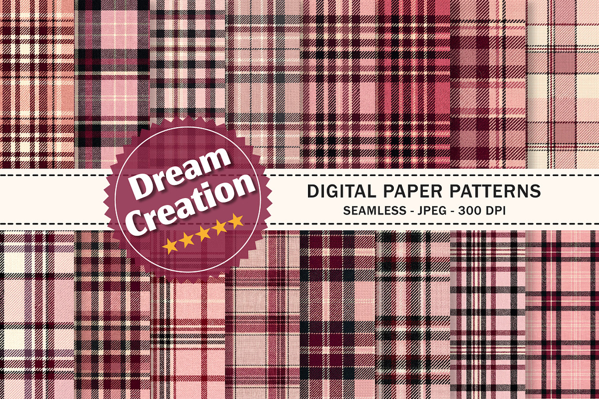 Pink Tartan Plaid Digital Paper, a Pattern Graphic by Dream Creation (Photo 1 of 4)