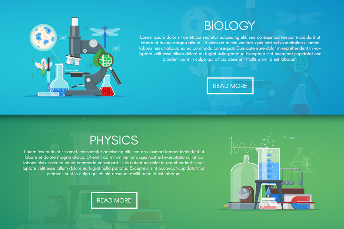 Science posters and banners. School, an Education Illustration by Sky ...