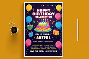 Birthday Celebration Flyer Design, a Flyer Template by MightyDesign