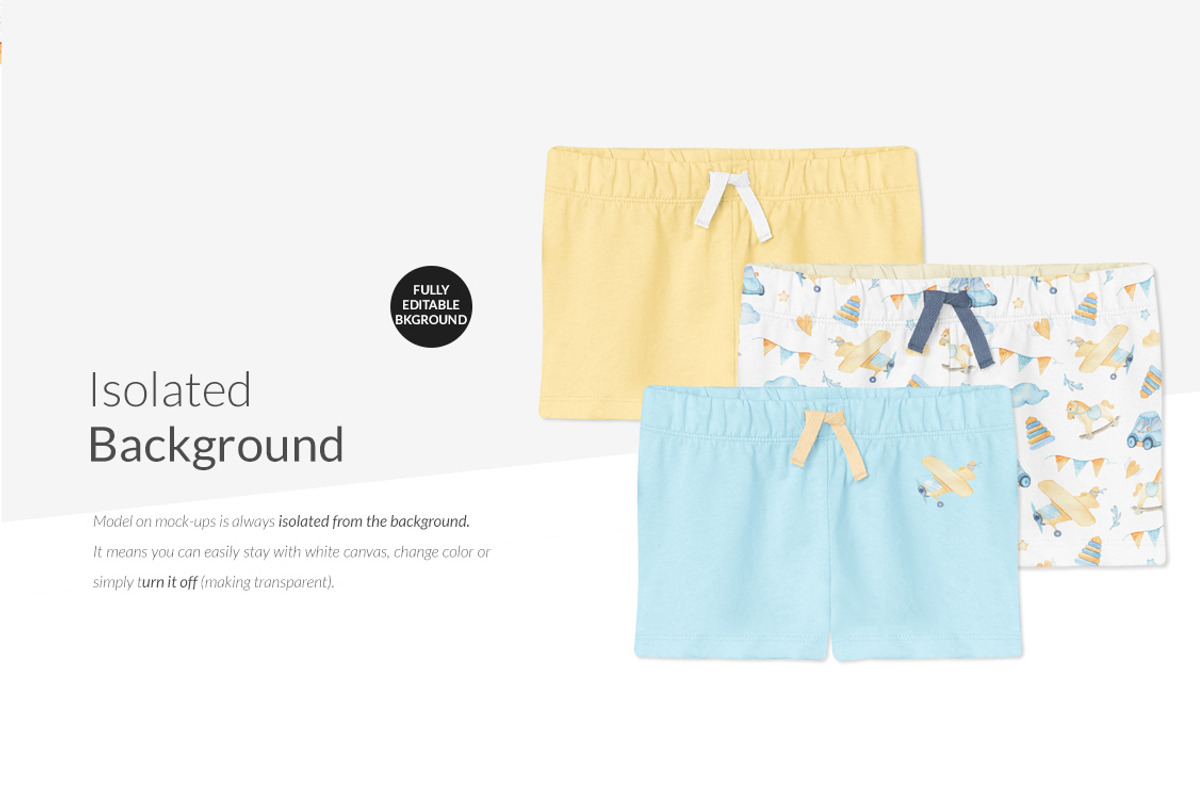 Baby Cotton Shorts Mock-ups Set, a Bottom Mockup by Mocca Mockups Store (Photo 16 of 22)