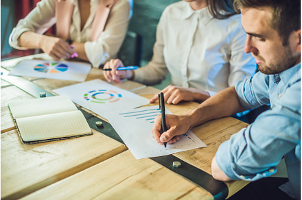Young team of coworkers making great, a Business Photo by Elizaveta Galitskaya