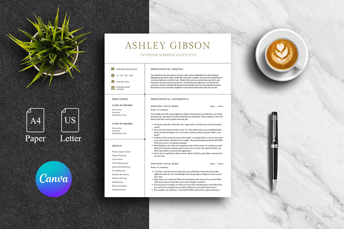 Professional Canva CV Pack | Canva, a Resume Template by Lux Resume (Photo 1 of 9)