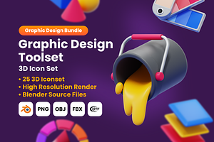 Graphic Designer Tools 3D Icons