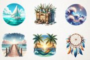 Summer Coastal Serenity Clipart, an Illustration by RobertsArt (Thumbnail 6 of 7)