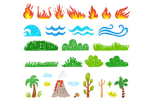 Nature elements clipart. Green grass, an Illustration by Valerie Bodnar