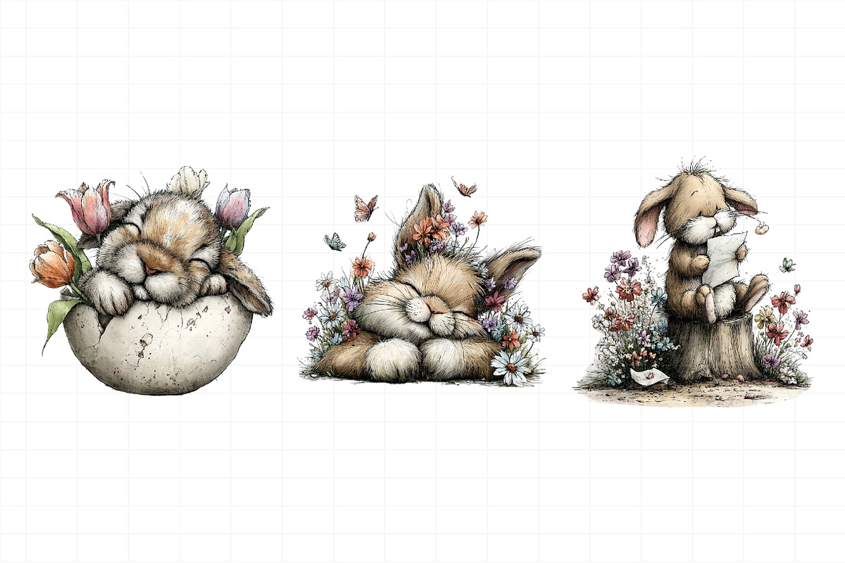 Whimsical Easter Bunny Clipart, an Illustration by Daily.Designs (Photo 7 of 7)