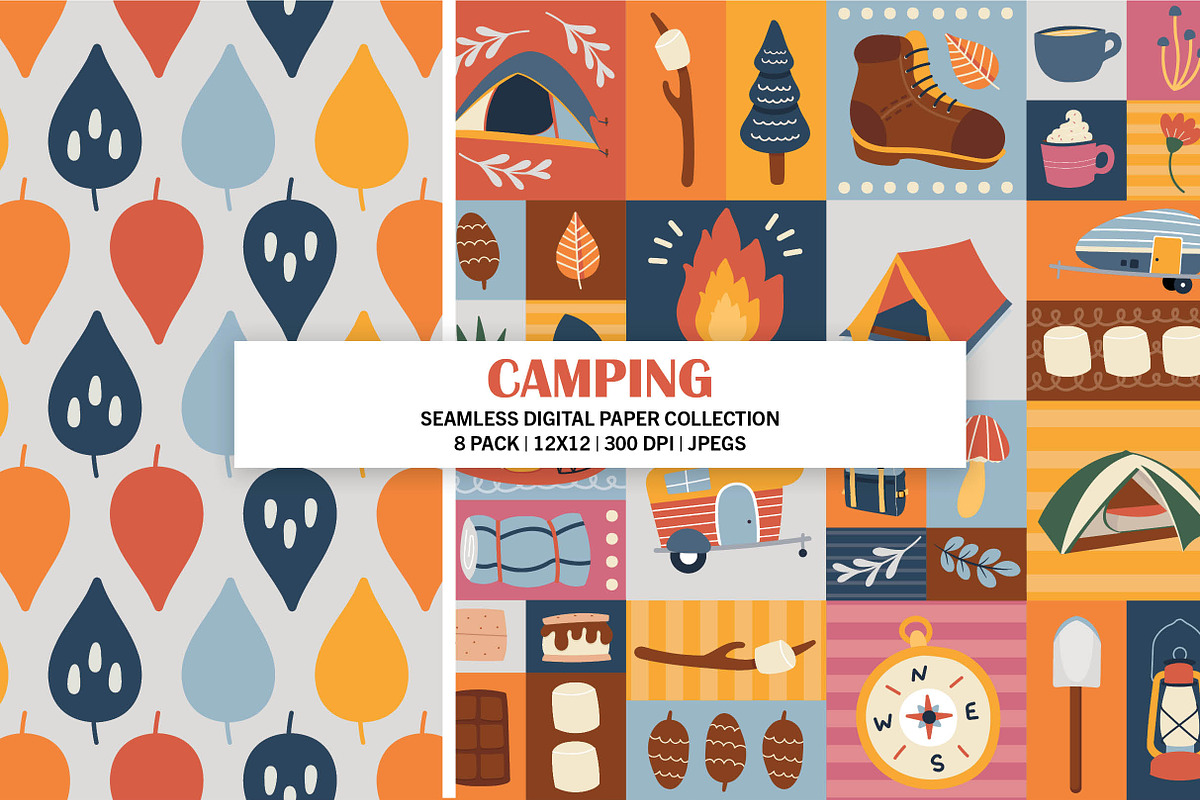 Camping Seamless Pattern Bundle, a Pattern Graphic by Alanna Messina Design Co (Photo 2 of 8)